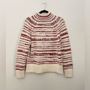 Marine Layer Amy Mock Neck Wool Blend Chunky Knit Sweater Marl Stripe Size Small